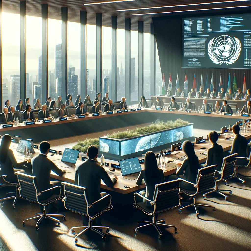 Asamblea de las Naciones Unidas. Imagen generada por IA.
