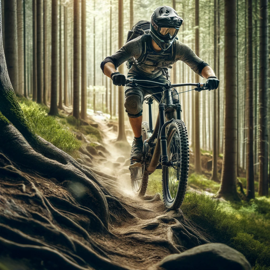 Un ciclista en ruta de montaña. Imagen generada por IA.