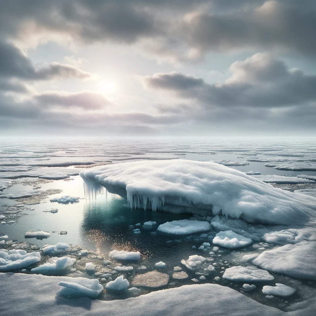 Hielo polar derritiéndose. Imagen generada por IA.