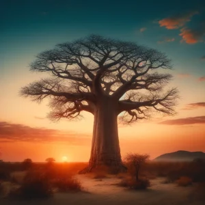 Un árbol Baobab. Imagen generada por IA.