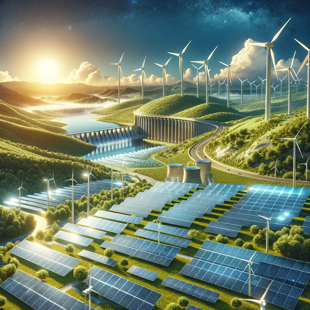 Representación de la expansión de las energías renovables generada por IA.