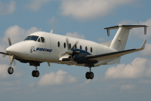 Representación artística del Boeing Beechcraft 1900D que se equipó con sensores cuánticos para navegar sin GPS