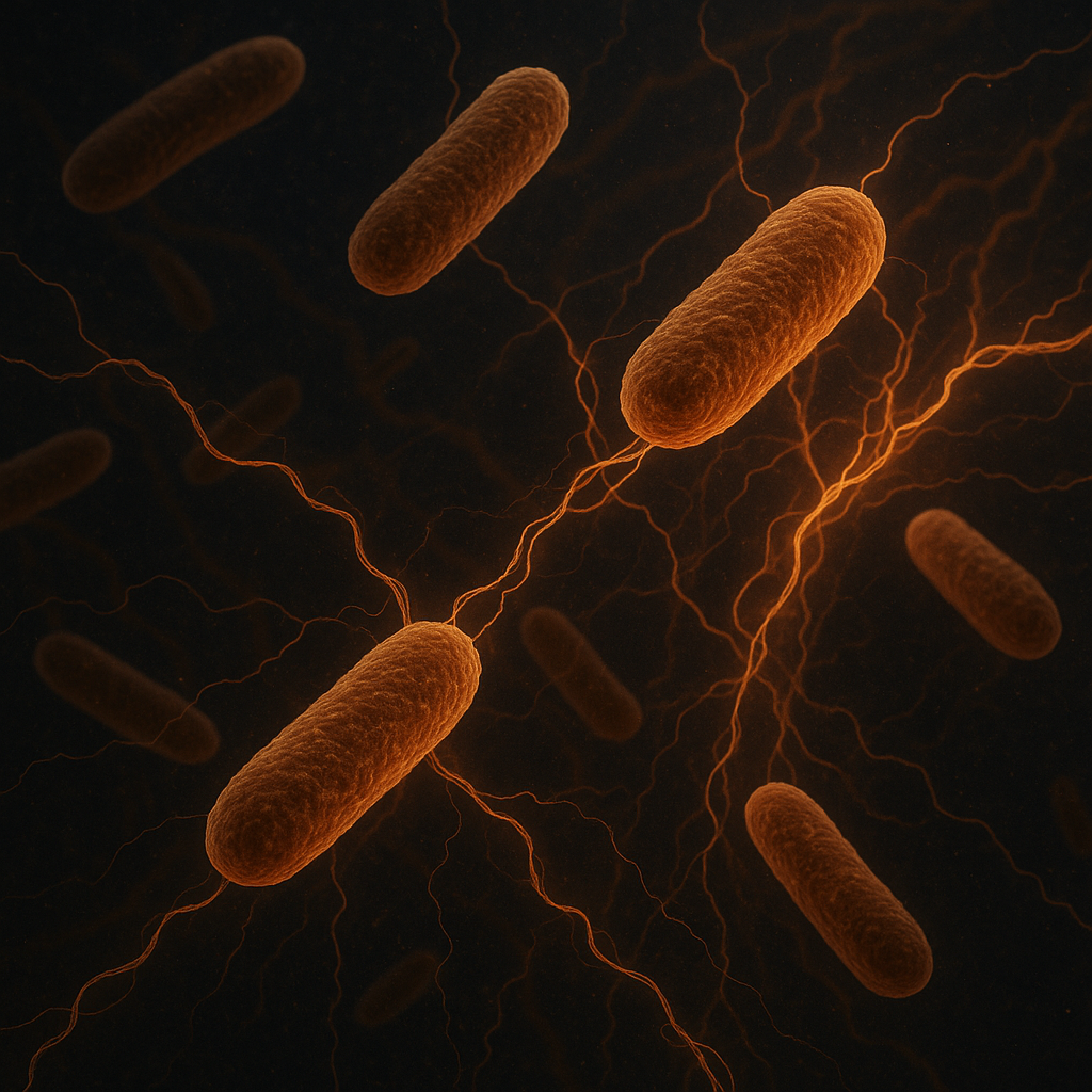 Representación artística generada por IA de las bacterias "eléctricas"