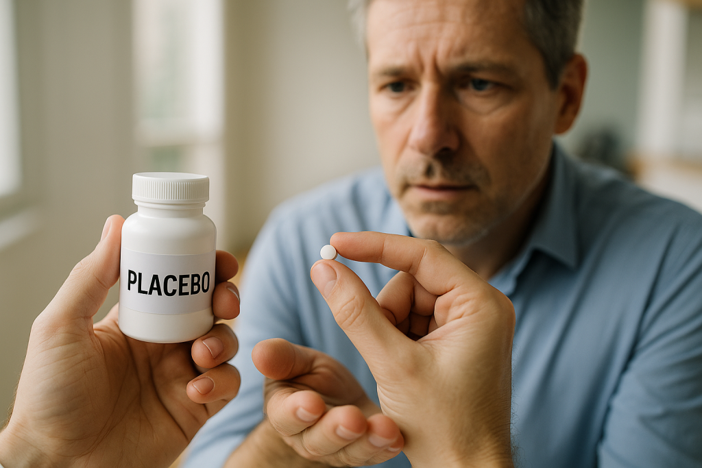 Representación generada por IA de la administración de fármacos de efecto placebo