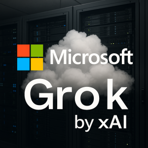 Representación artística generada por IA que simboliza la nueva colaboración entre Microsoft Azure y la IA Grok de Musk