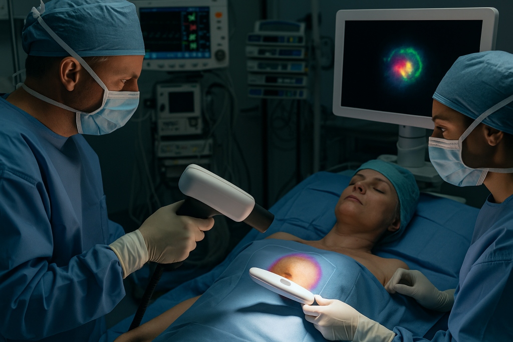 Representación artística generada por IA de el uso de la nueva tecnología de imágenes para preparar una cirugía