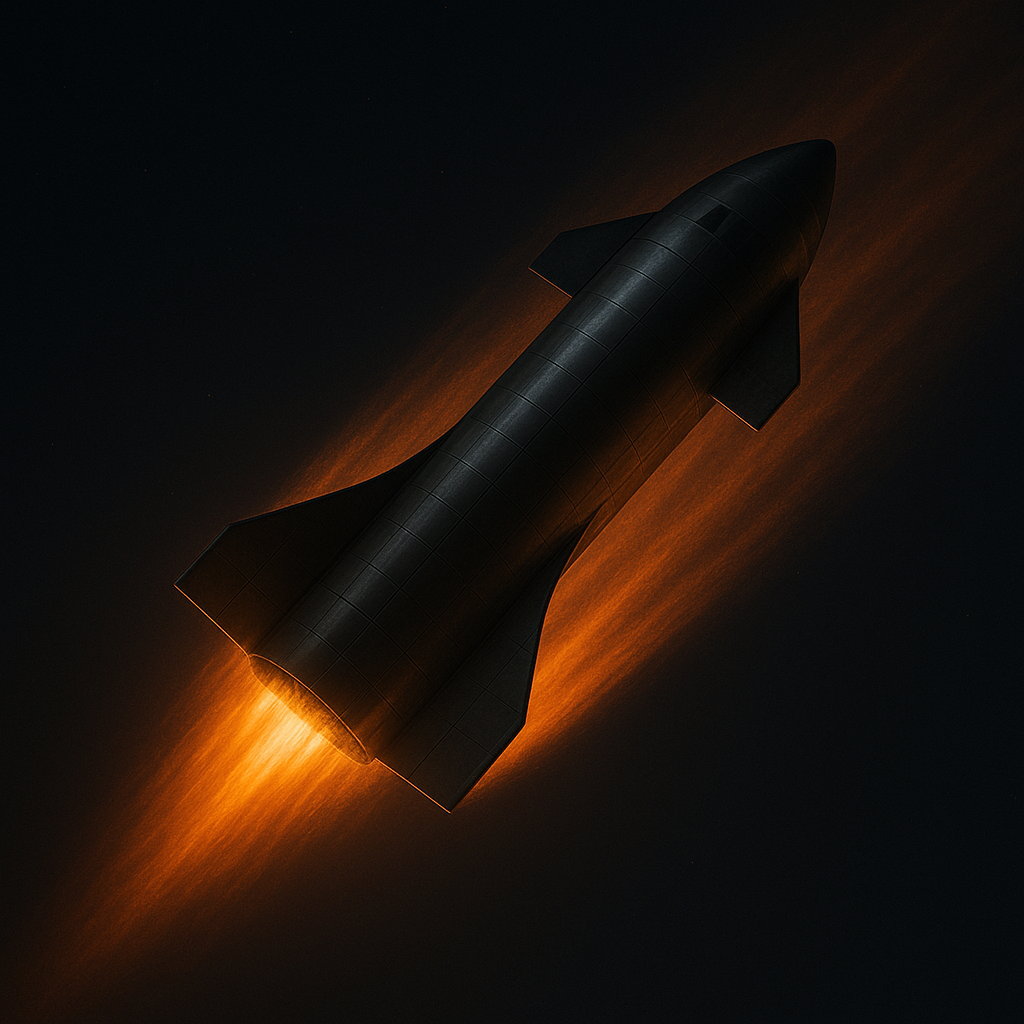 Recreación generada por IA de la reentrada atmosférica de Starship durante el IFT-9