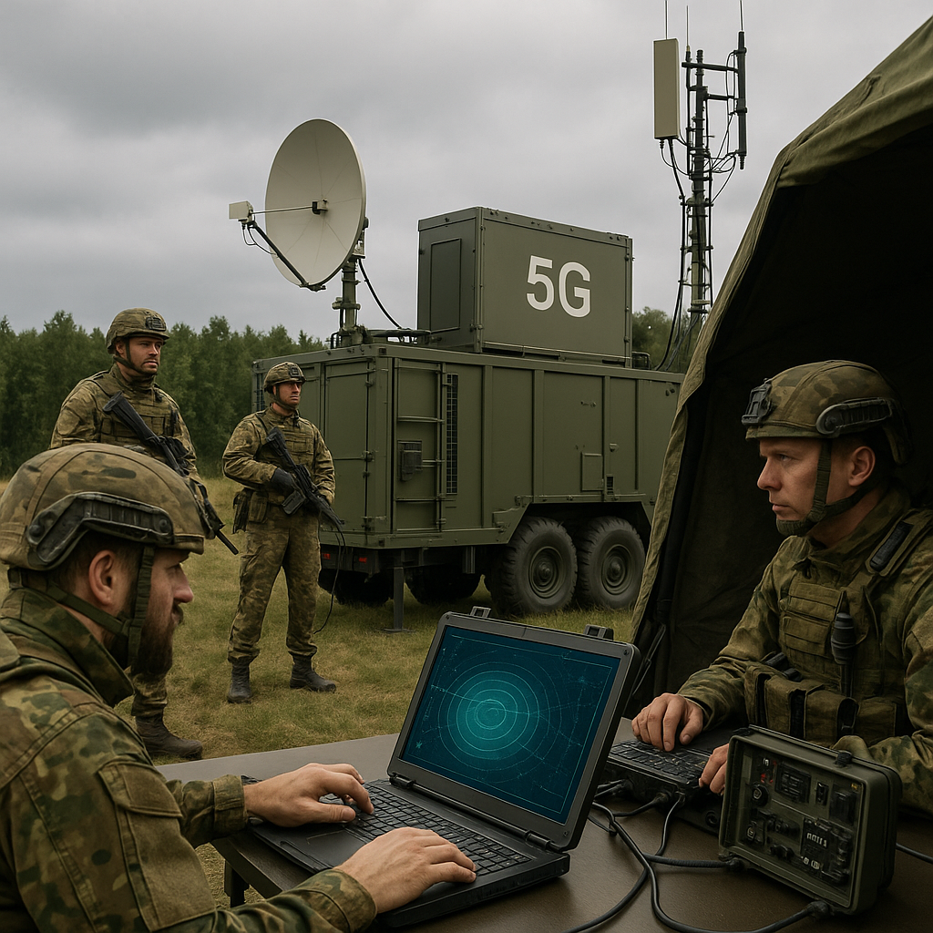 Uso de la conexión 5G para el personal y la maquinaria militar. Imagen generada por IA
