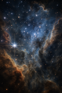Recreación generada por IA de una nebulosa captada por un observatorio espacial como el James Webb
