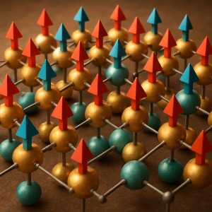 Representación esquemática generada por IA del comportamiento del magnetismo a nivel molecular