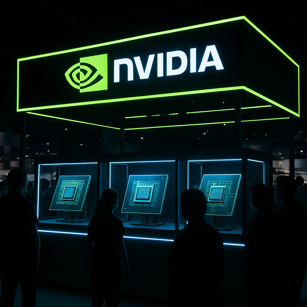 Representación generada por IA de un puesto de Nvidia en la expo China