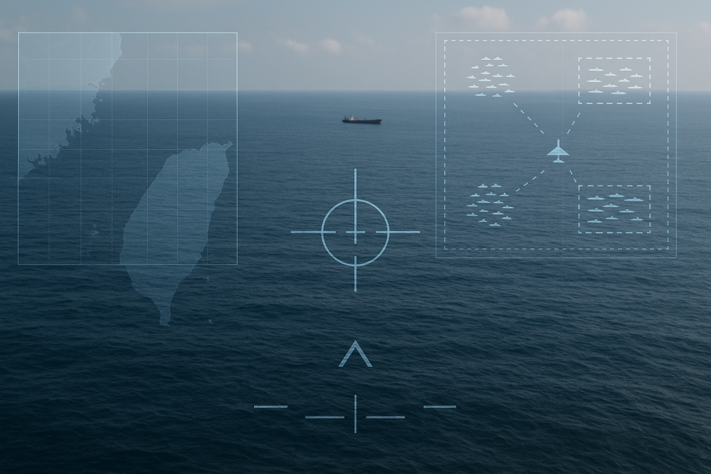 Recreación generada por IA de la visión de uno de los drones autónomos