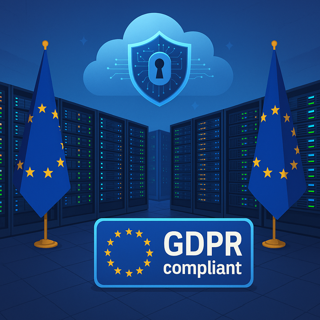 Implantación de una nube de datos segura para Europa. Imagen generada por IA