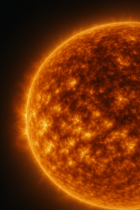 Recreación generada por IA del sol fotografiado desde cerca por la sonda solar