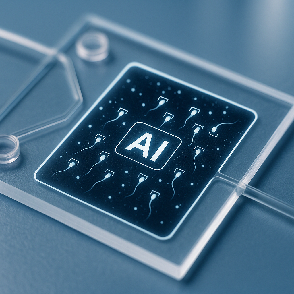 Control de fertilidad con ayuda de inteligencia artificial. Representación artística generada por IA