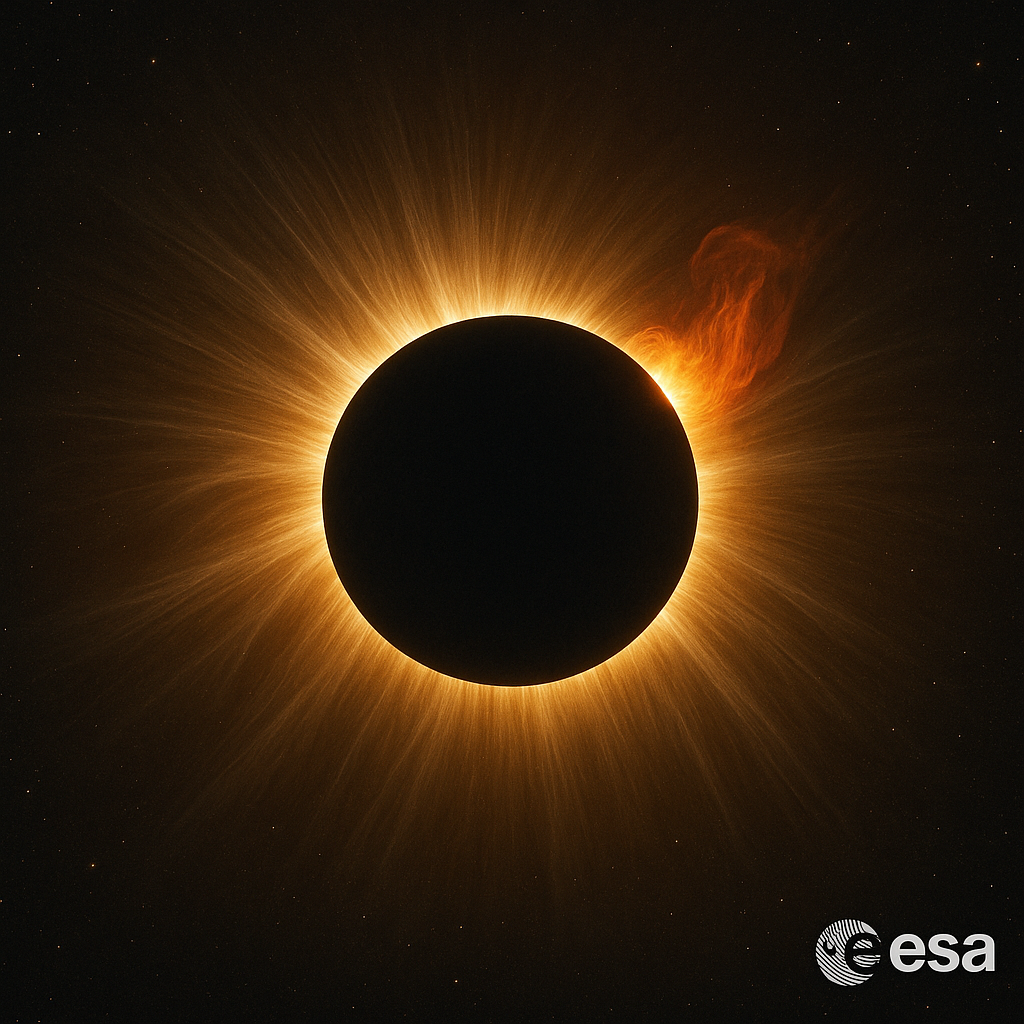 Eclipse solar artificial captado por la misión Proba-3 de la ESA, mostrando con detalle la corona del Sol