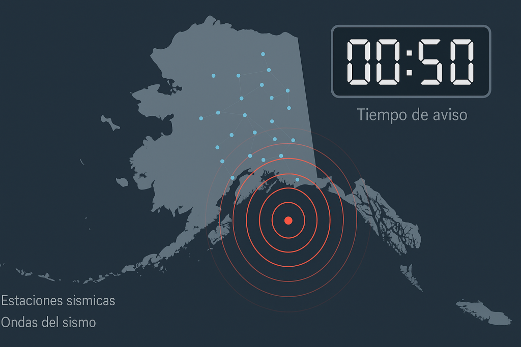 Alerta temprana de seísmos en Alaska. Representación generada por IA