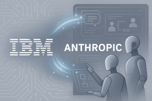 Representación generada por inteligencia artificial de la nueva alianza entre IBM y Anthropic, simbolizando la integración de sus modelos y tecnologías en el entorno empresarial