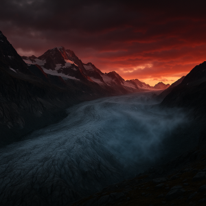 El aire frío aún desciende sobre el glaciar… pero su aliento se desvanece con el calor que asciende