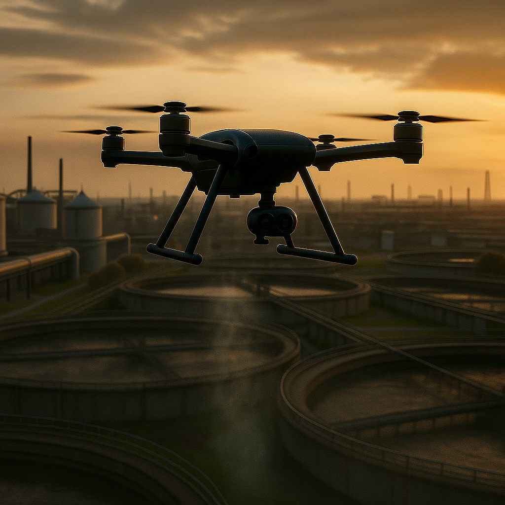 Un dron registra emisiones invisibles en una planta de tratamiento