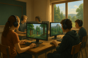 Jóvenes construyen un bosque digital mientras redescubren la naturaleza real