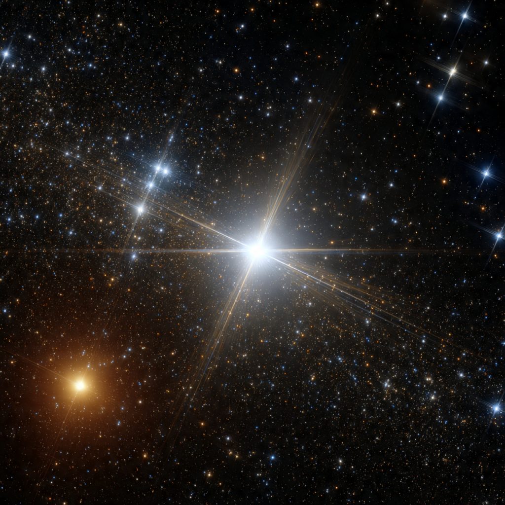 Dos mundos ocultos emergen de la oscuridad cósmica: un exoplaneta gigante y una estrella fallida, captados por el Subaru Telescope. Recreación generada por IA