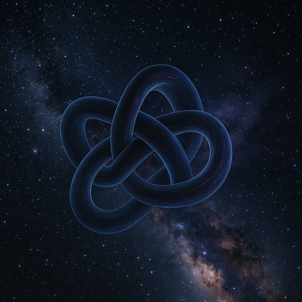 Un nudo cósmico imaginado sobre el cielo profundo: una metáfora visual de cómo pudo surgir la materia en el universo