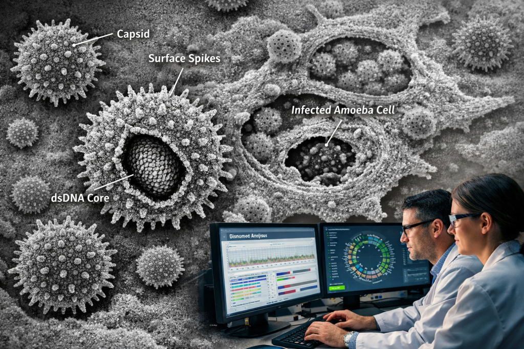 Ushikuvirus, un virus gigante de ADN, invade amebas y reabre el debate sobre el origen del núcleo celular