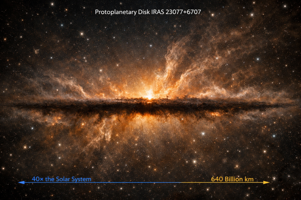 El mayor nacimiento de mundos jamás observado: un disco caótico que supera en 40 veces la escala de nuestro Sistema Solar