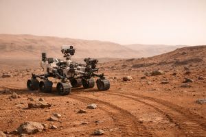 Perseverance avanza por Marte siguiendo una ruta diseñada por inteligencia artificial, un paso silencioso hacia la exploración autónoma de otros mundos. Representación generada por IA