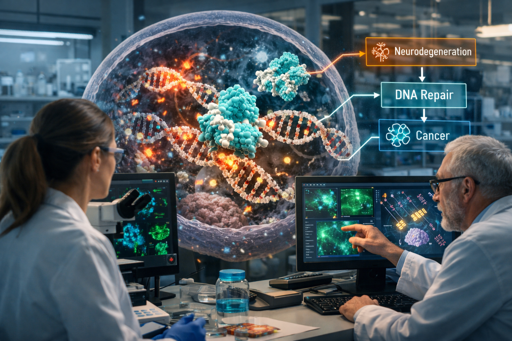 Una proteína clave de la ELA podría revelar cómo la reparación del ADN conecta la neurodegeneración con procesos del cáncer